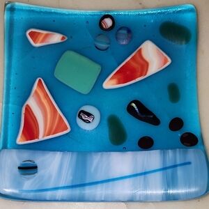 Colorful Fused Glass Art Trinket Dish